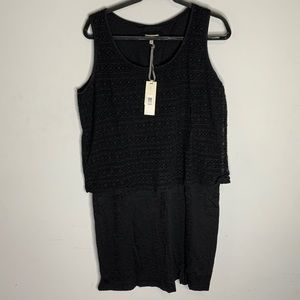 NWT Mod O Doc Black Jersey Lace Layover Tank Dress L NEW